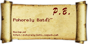 Pohorely Bató névjegykártya